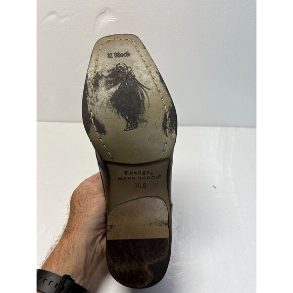 Mark Nason Brown Leather Slip-On Mens Dress Shoes‎ Size 10.5 With Western Design - Picture 14 of 14